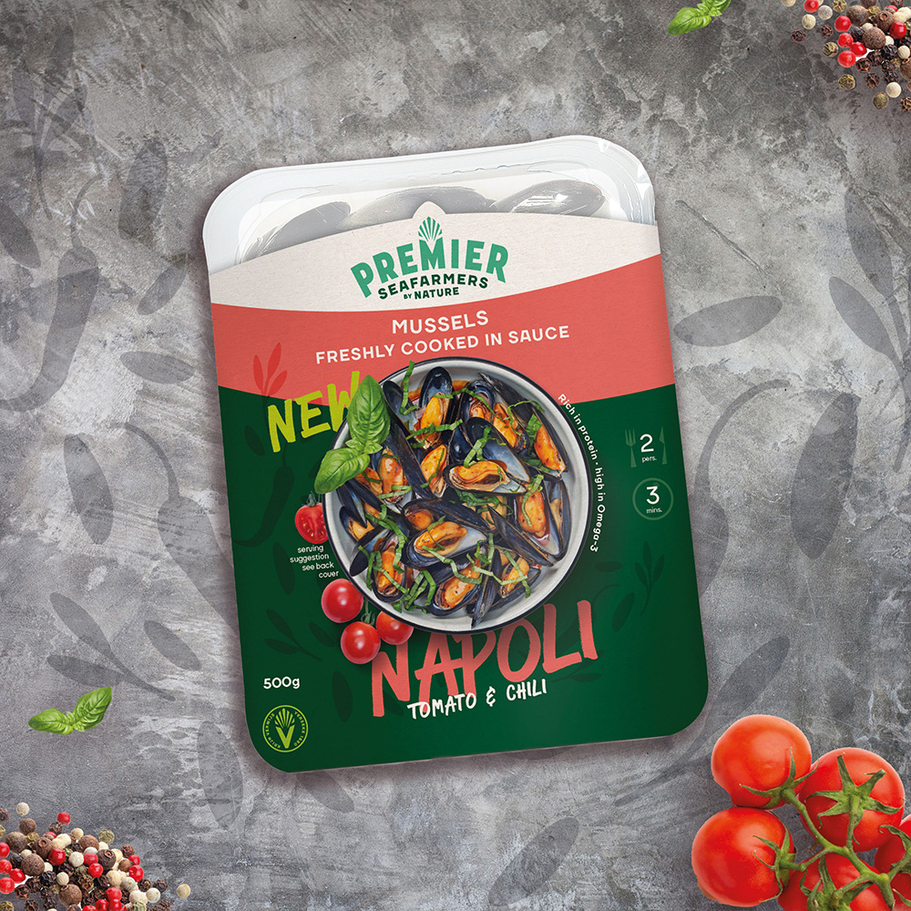 Miesmuscheln Napoli – vorgekocht in Tomaten-Chili-Sauce – gekühlt – 500 g